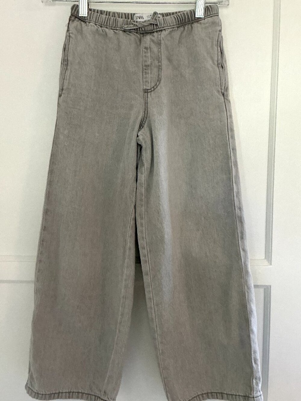 Zara Girls Wide Leg Jeans Light Wash Pull On Baggy Denim l Size 8-9
